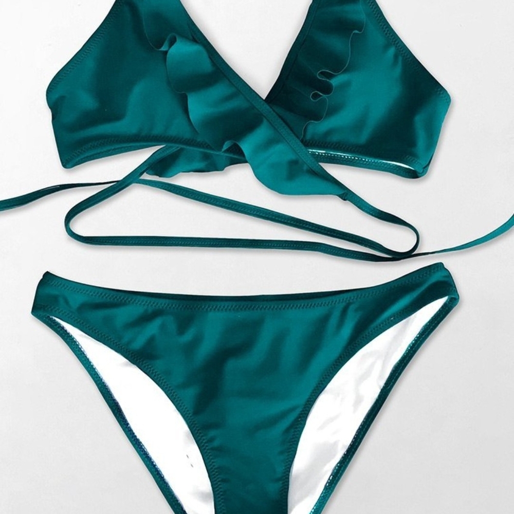 Cupshe Deep Teal Ruffle Bikini - Picture 3 of 5